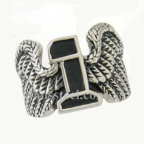 FSR11W66 wing number one biker Ring - Click Image to Close